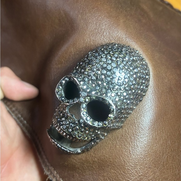 Thomas Wylde braided leather rhinestone skull crossbody bag - Picture 4 of 16
